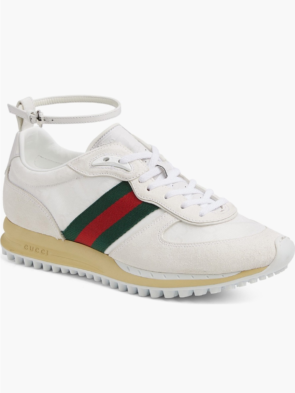 Authentic Gucci Re-motion Ankle Strap Sneaker White Women New 5.5US 35.5EU $1080